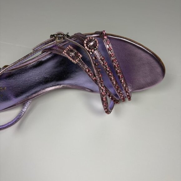 Kate Spade Makenna Crystal Sandals New Size 10M Metallic Pink Purple Leather - Picture 4 of 15